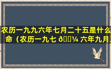 农历一九九六年七月二十五是什么命（农历一九七 🌼 六年九月二十五是阳历多少号）